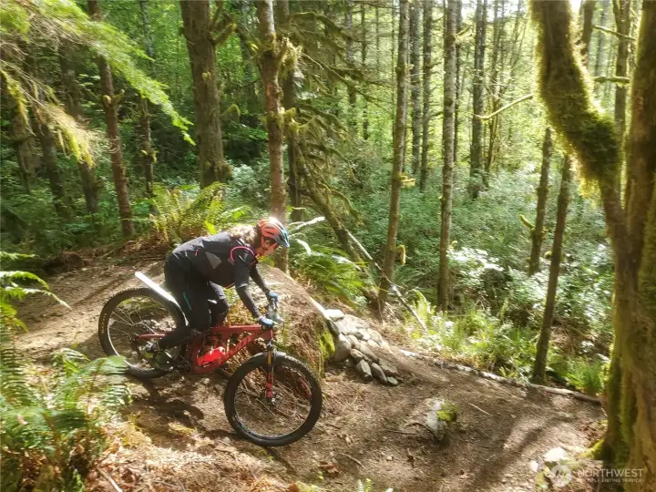 Most of the trails were built with mountain biking in mind, but they are also great for hiking or trail running. (Sorry the trails are not for dirt bikes or horses.)