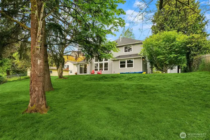 Lush grounds address the home Lush grounds address the home