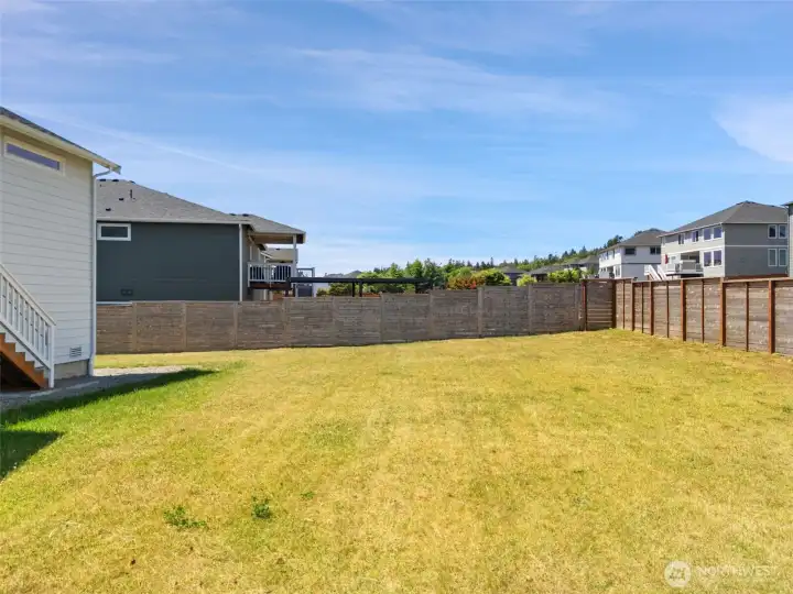 Fully fenced backyard