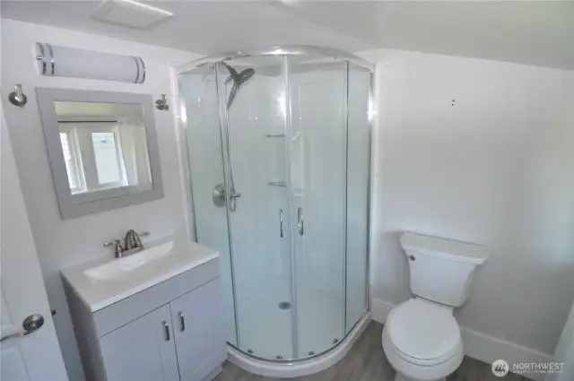 Nice shower that makes good use of the space.