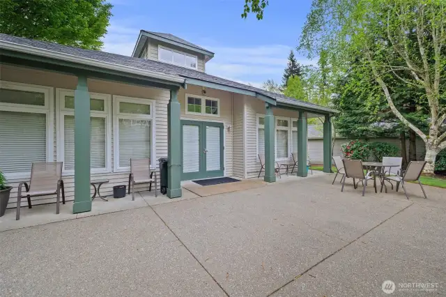 Patio behind clubhouse for fun outdoor gatherings