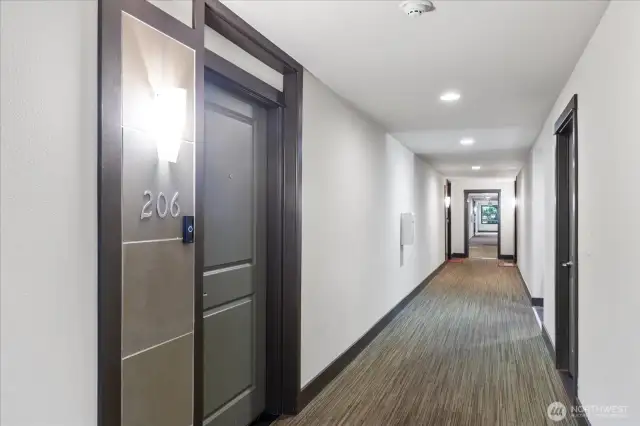 Interior Entrance to unit C 206. Secure and Comfortable living.