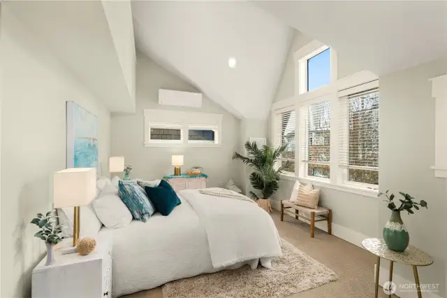 Spacious primary suite with AC, vaulted Ceilings and ensuite bathroom