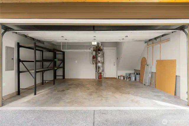 And two-car garage with built-in storage racks