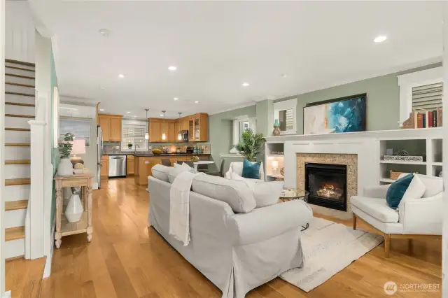 Curl up by the fire, with book-ended custom built-ins