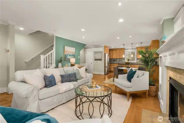 Open living, dining and kitchen make for easy entertaining