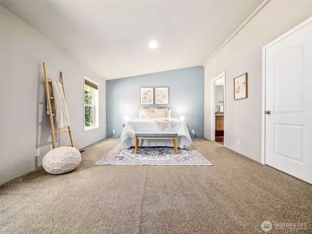 Oversized Primary bedroom with his and hers closets