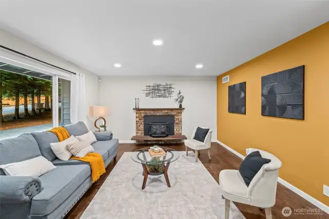 Good sized living area, with a wood stove.