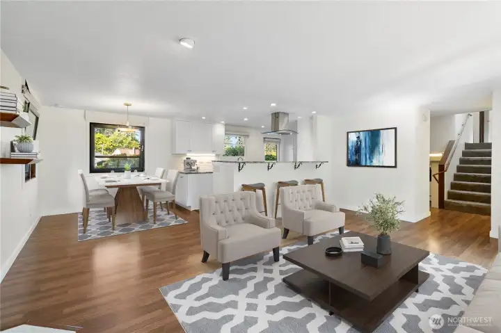 The floor plan flows easily from one room to the other on the main floor!