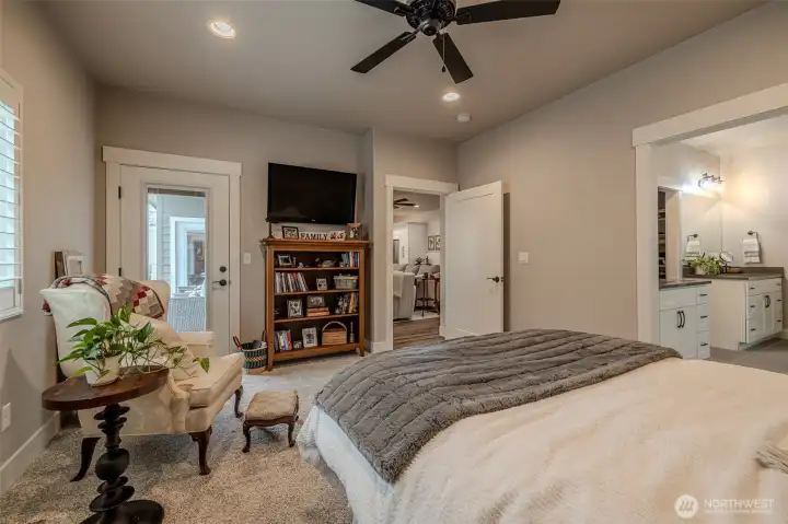 Primary suite has door out to patio