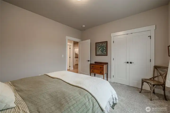 Guest bedroom offers large closet