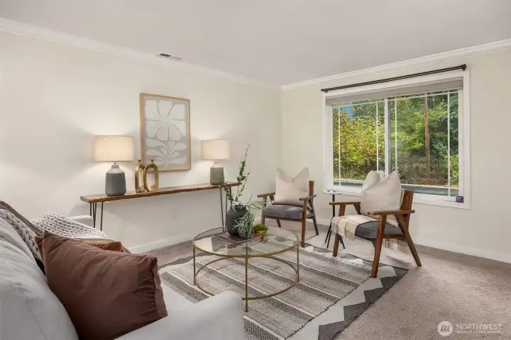 Lots of natural sunlight in this South facing home.