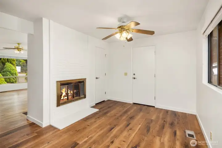 See-Through Wood Burning Fireplace in Dining Room