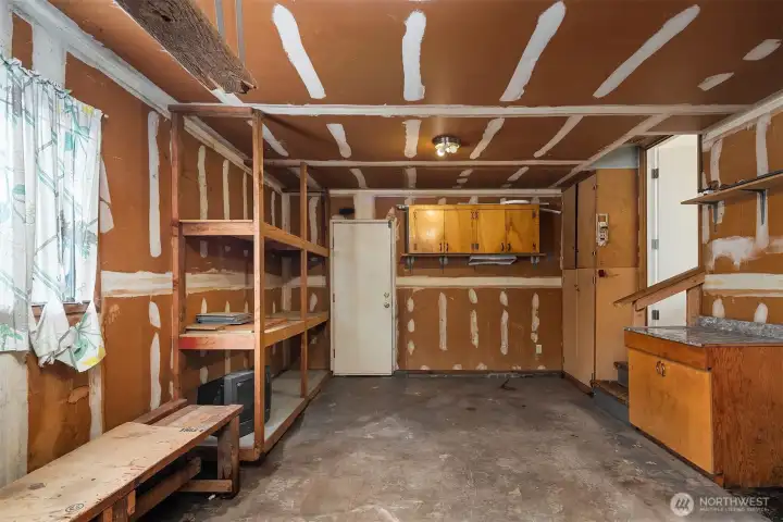 1-Car Garage with Storage and Workbench