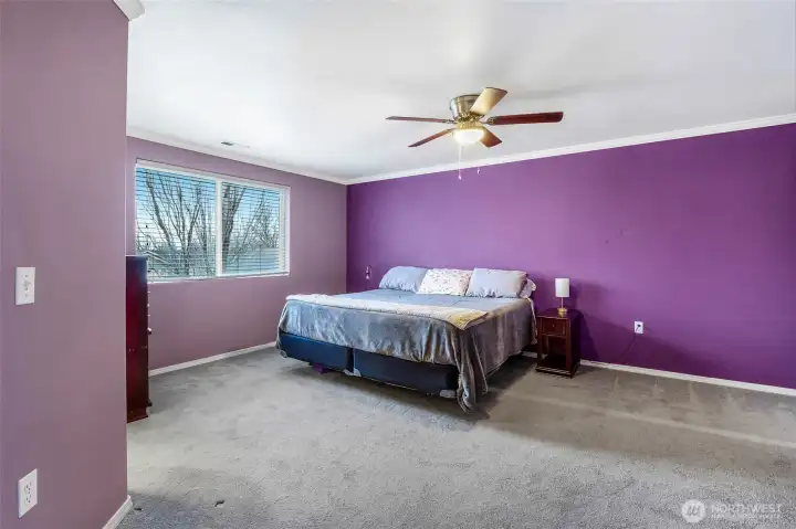 Primary bedroom is very spacious.