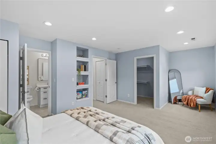 Spacious secondary suite with attached full bathroom.