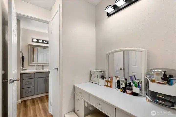 Primary bedroom connects to the bathroom