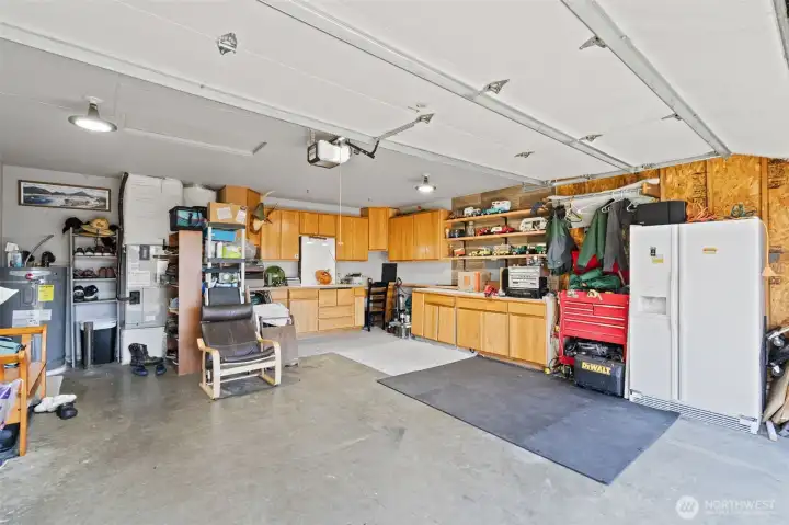 garage with shelving