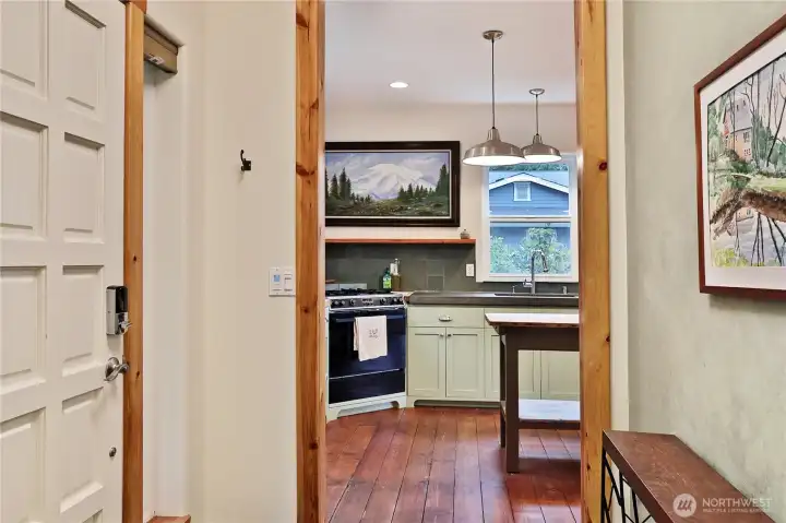 Enter into the custom kitchen