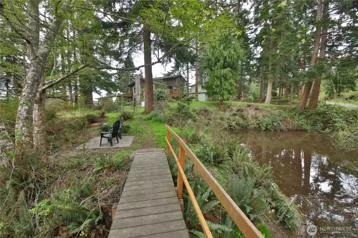 Looking over the bridge to the other side of the property