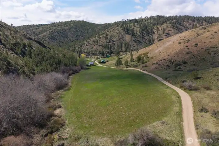 Looking back down Bisping Canyon at the property.