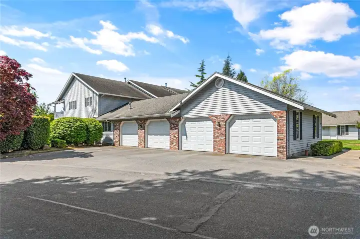 This end unit has a large two car garage for plenty of storage.