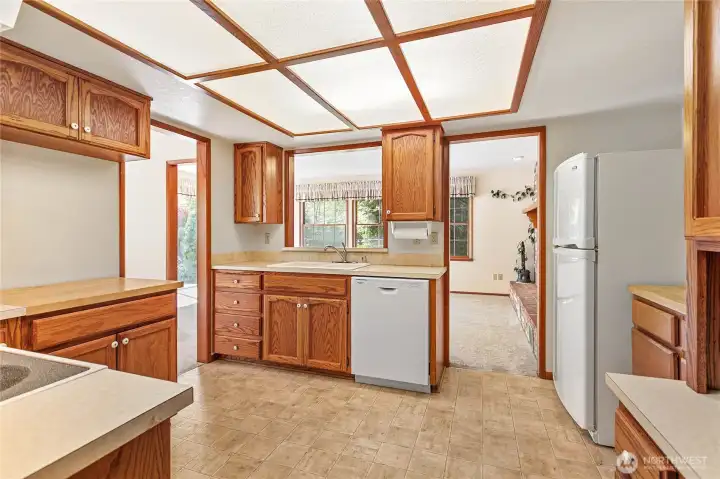There is a seperate living room located off of the kitchen.
