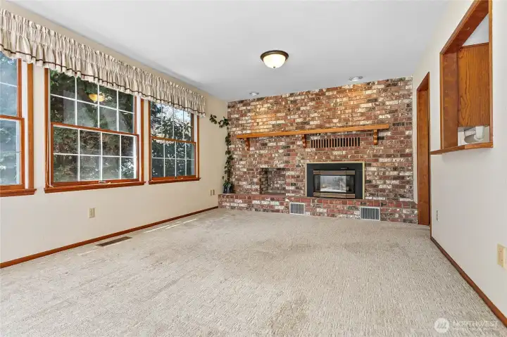 The Family room or Den has a gas fireplace.