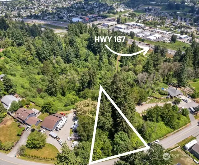 Close to highways I-5, 18 & 167!  **Lines are Approximate.**  Property outline is narrower along 55th & extends further East, down hillside.