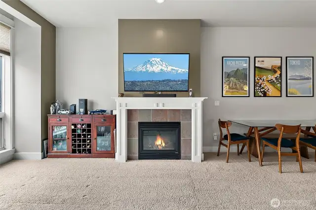 Above the fireplace room for a sleek, wall mounted TV creates a seamless entertainment experience, combining style and functionality.