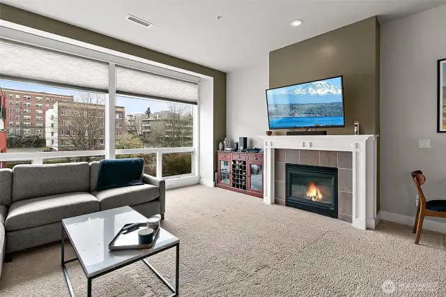 Step into a sunlit living area highlighted by floor to ceiling windows that flood the space with natural light and offer panoramic views.