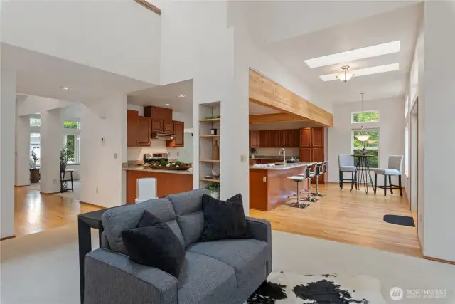 Skylights in the kitchen allow an abundance of natural light.