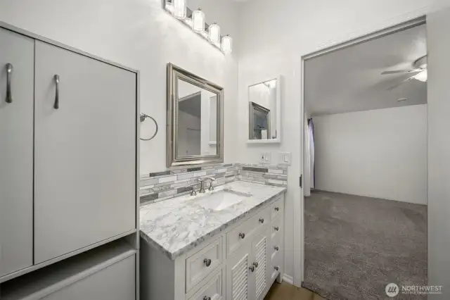 Primary bathroom has been updated.