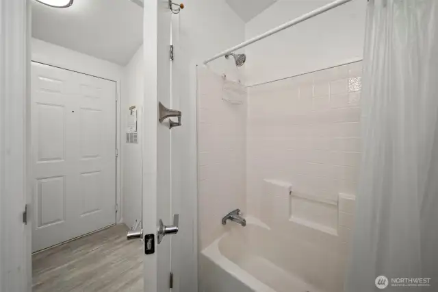Full hallway/guest bathroom.