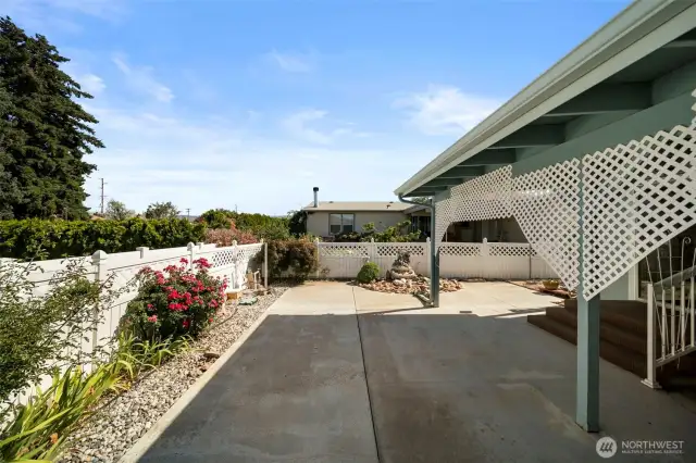 Fenced back patio area.