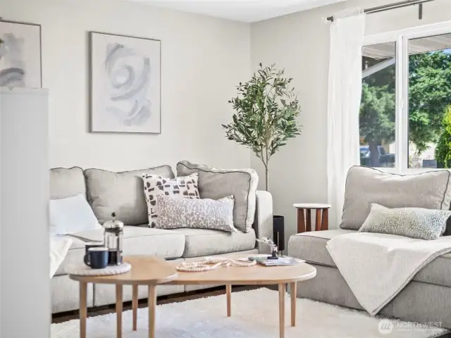 Large living room sits above street level