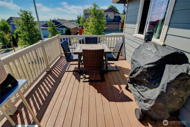 Enjoy mountain views from deck