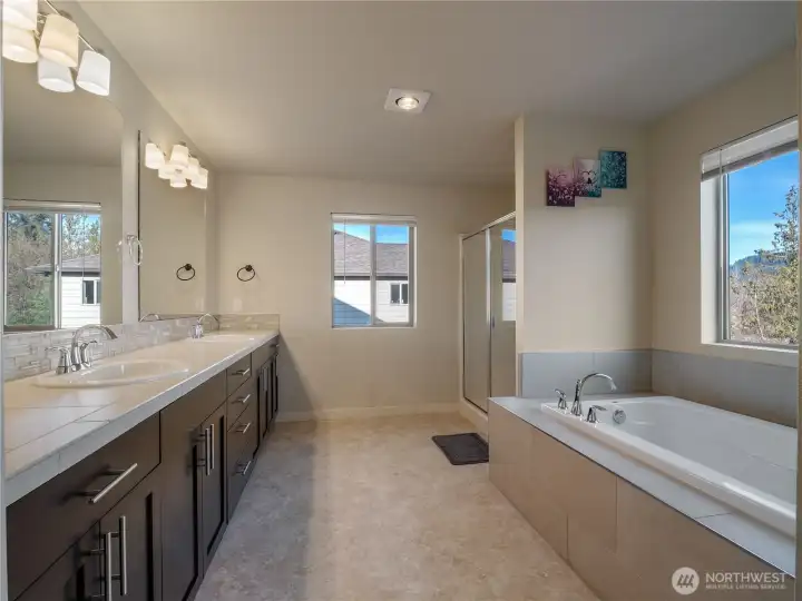Primary Bathroom with plenty of storage.