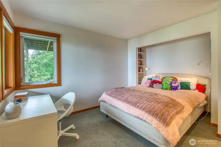 Closet converted to bed nook but could be repurposed.