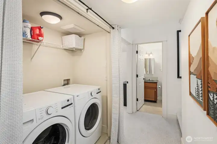 Convenient upper-level laundry duo.