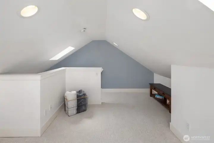 Head upstairs for even more flex space in the bonus loft.