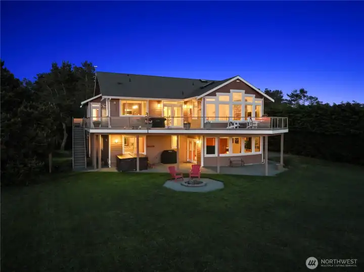 Sunset view of the house, West facing
