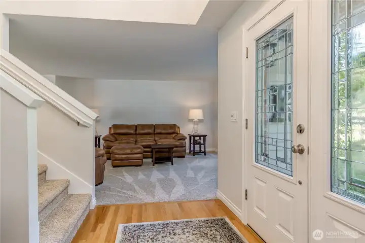 2-Story entry with living room to the right and home office on the left.