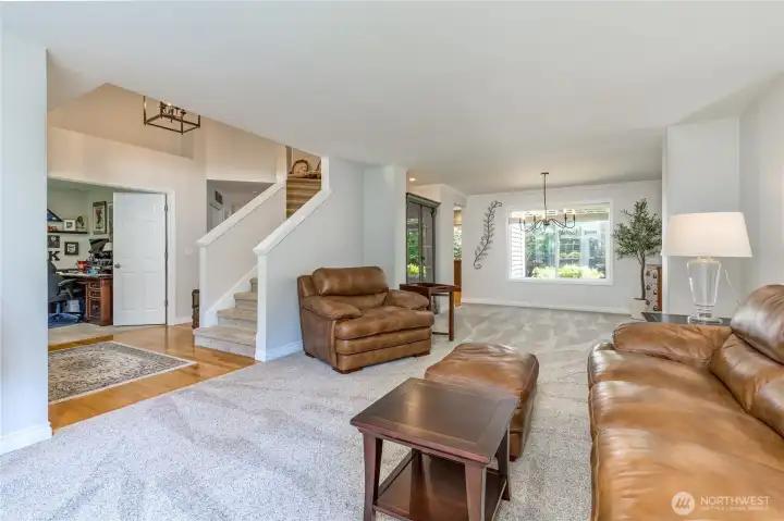 Formal living room flows to the dining area