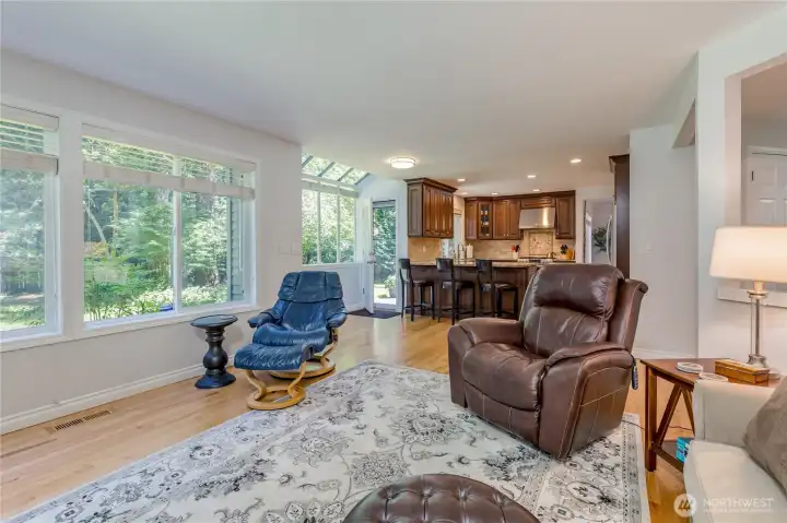 Family room connects seamlessly to the kitchen.