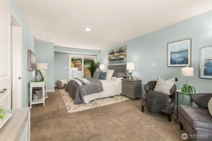 Generously Sized Primary Suite with Sliding Doors to Backyard Generously Sized Primary Suite with Sliding Doors to Backyard
