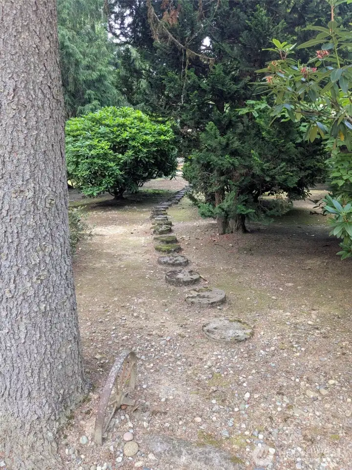 Paver stone trail from front yard to front door Paver stone trail from front yard to front door