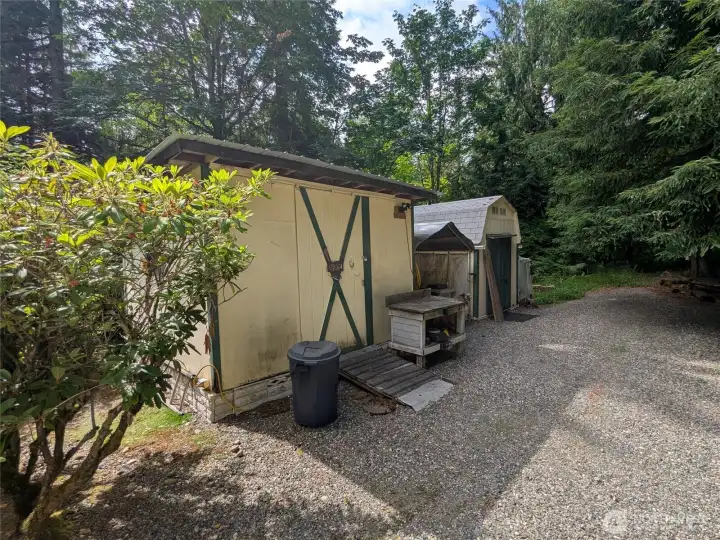 Four sheds w/ electricity are included: workshop, tool shed, storage shed, wood shed. Four sheds w/ electricity are included: workshop, tool shed, storage shed, wood shed.