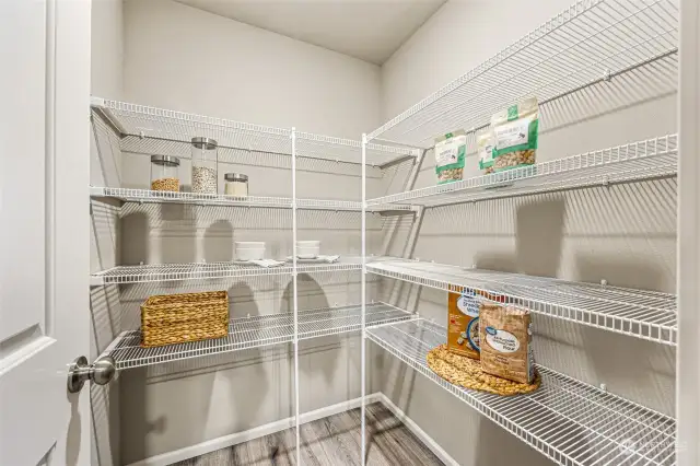 Walk-In Pantry-Disclaimer: Photos are of Finley Model from another community. Colors, features, finishes, and materials may vary, and photos are for informational purposes only.