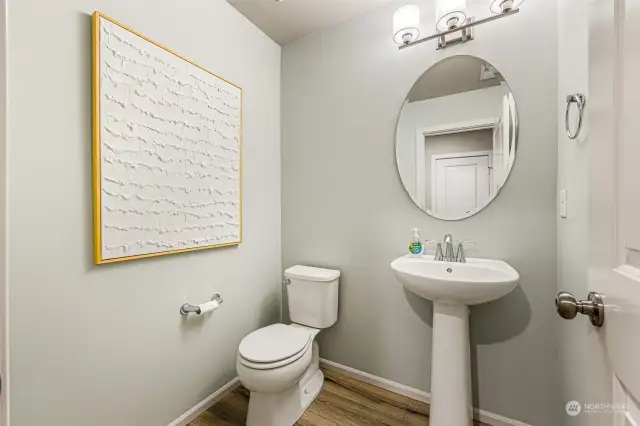 1/2 Bath on Main-Disclaimer: Photos are of Finley Model from another community. Colors, features, finishes, and materials may vary, and photos are for informational purposes only.